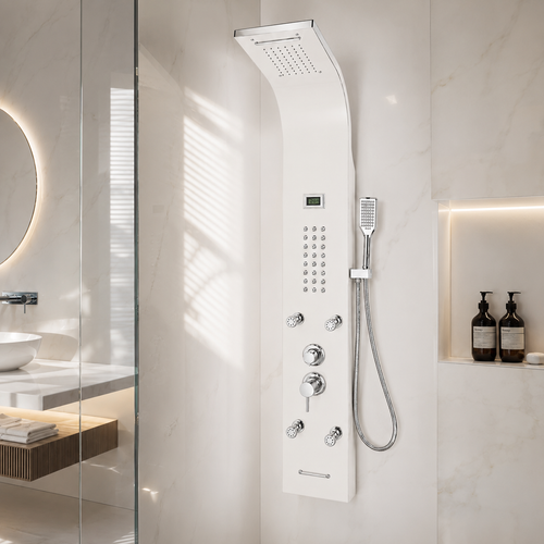 پنل دوش اپال رنگ سفید (White Chrome) | استیل ۳۰4